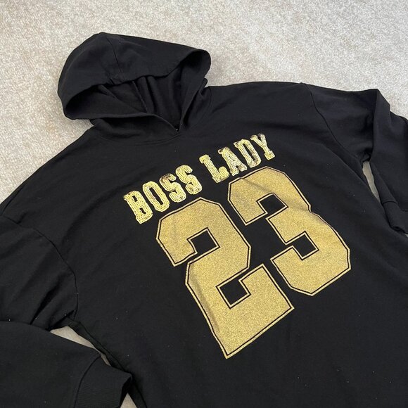 Ashley Stewart Sport Boss Lady Graphic Tunic Hoodie Sweatshirt 14/16 - Picture 3 of 10